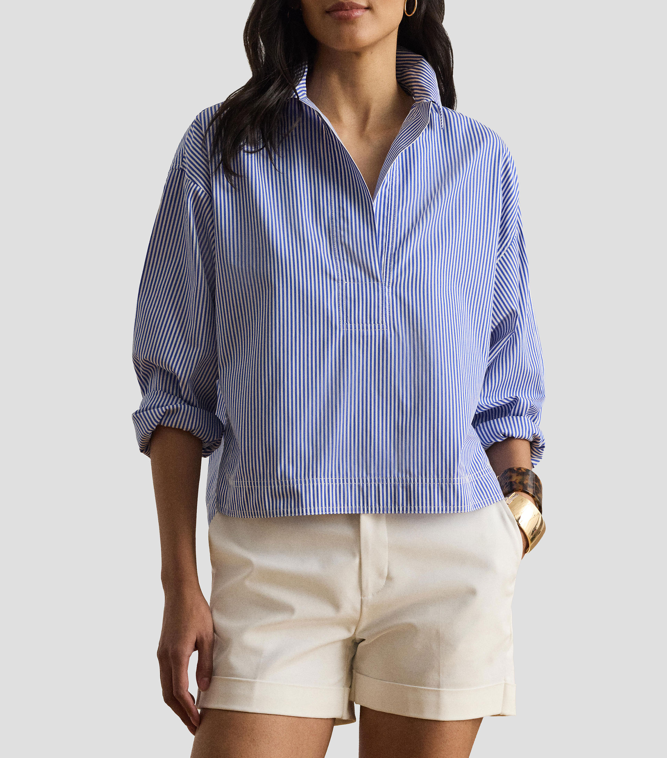 Camisa con rayas manga larga Mujer